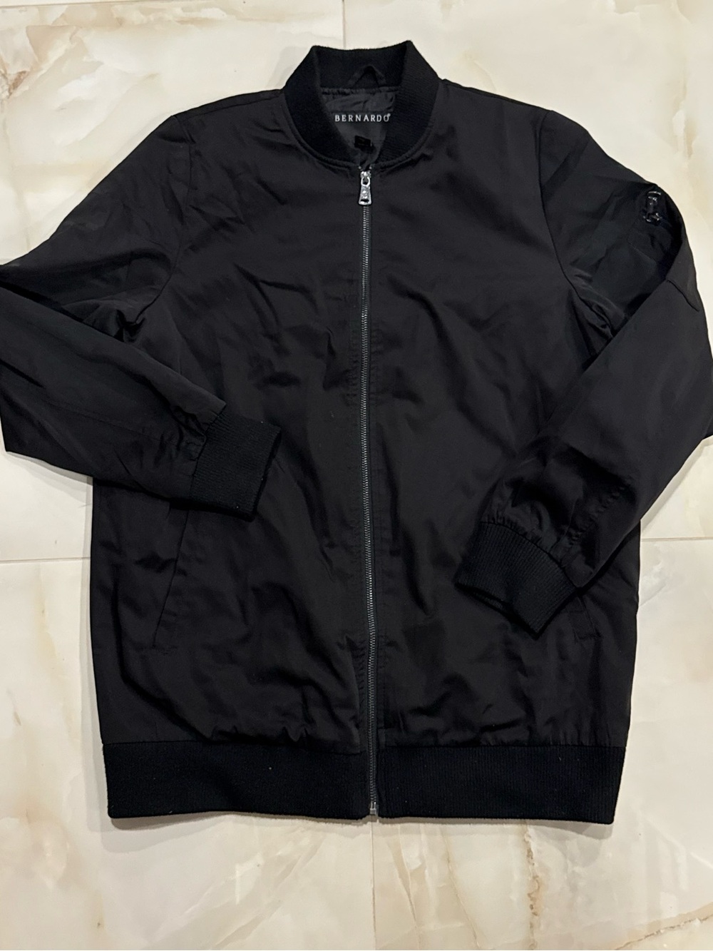 Bernardo Black Men's Bomber Jacket with Zip Front